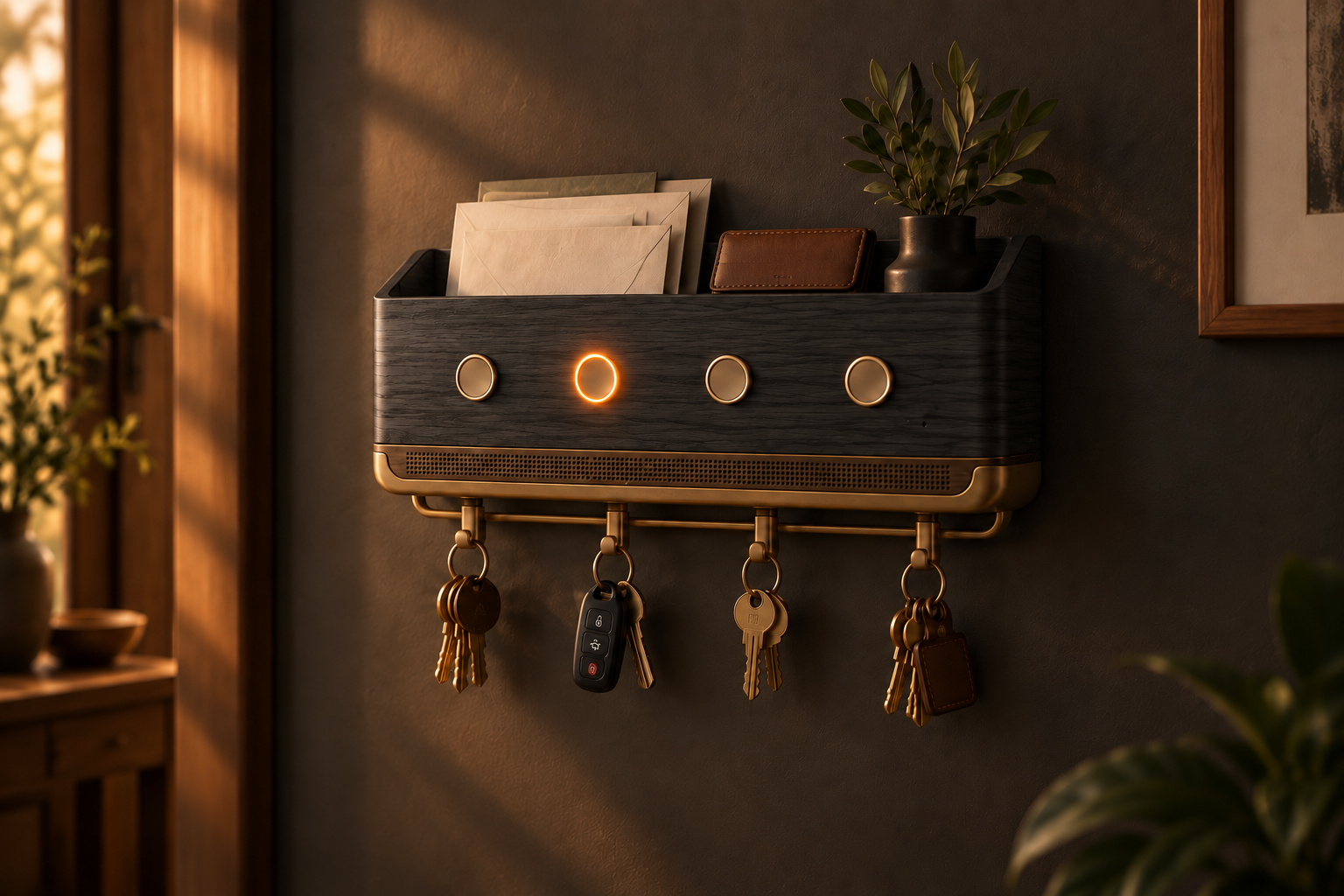 Complete charcoal ash Rema finish concept with four message buttons and four key hooks